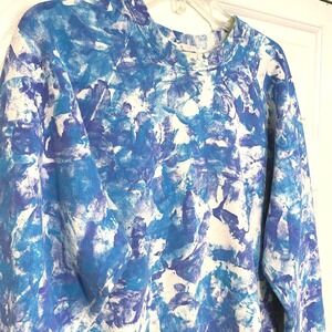 Vintage‎ 90s Cotton Colorful Paint Swash Sweatshirt Womens M L Blue Purple Print